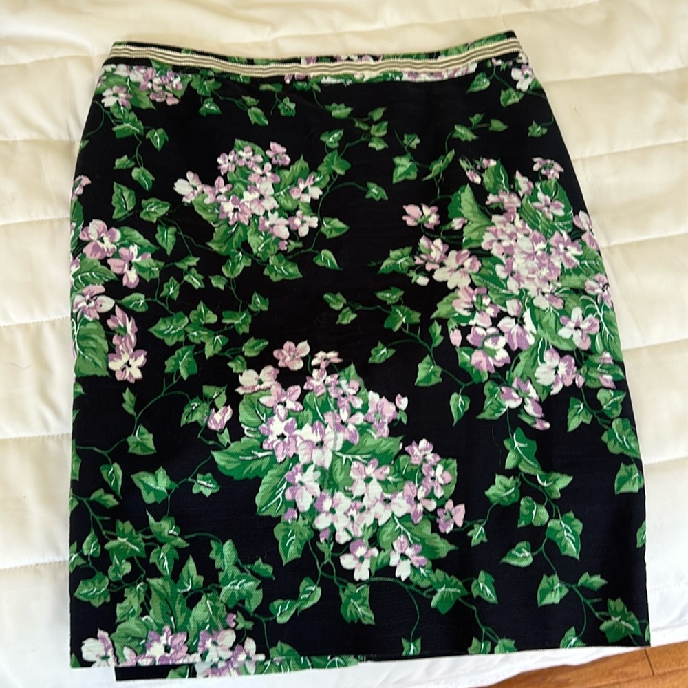 Talbots Navy, purple & green pencil skirt 8p